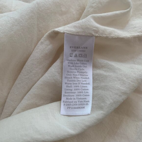 Everlane neutral beige 100% linen peek open back midi length lined dress - Picture 10 of 12